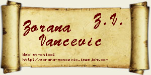 Zorana Vančević vizit kartica